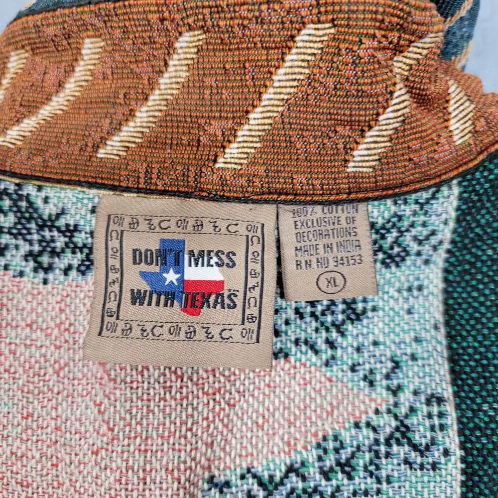 Vintage Don’t Mess With Texas  XL Tapestry Vest Western Star Patchwork Stars 90s